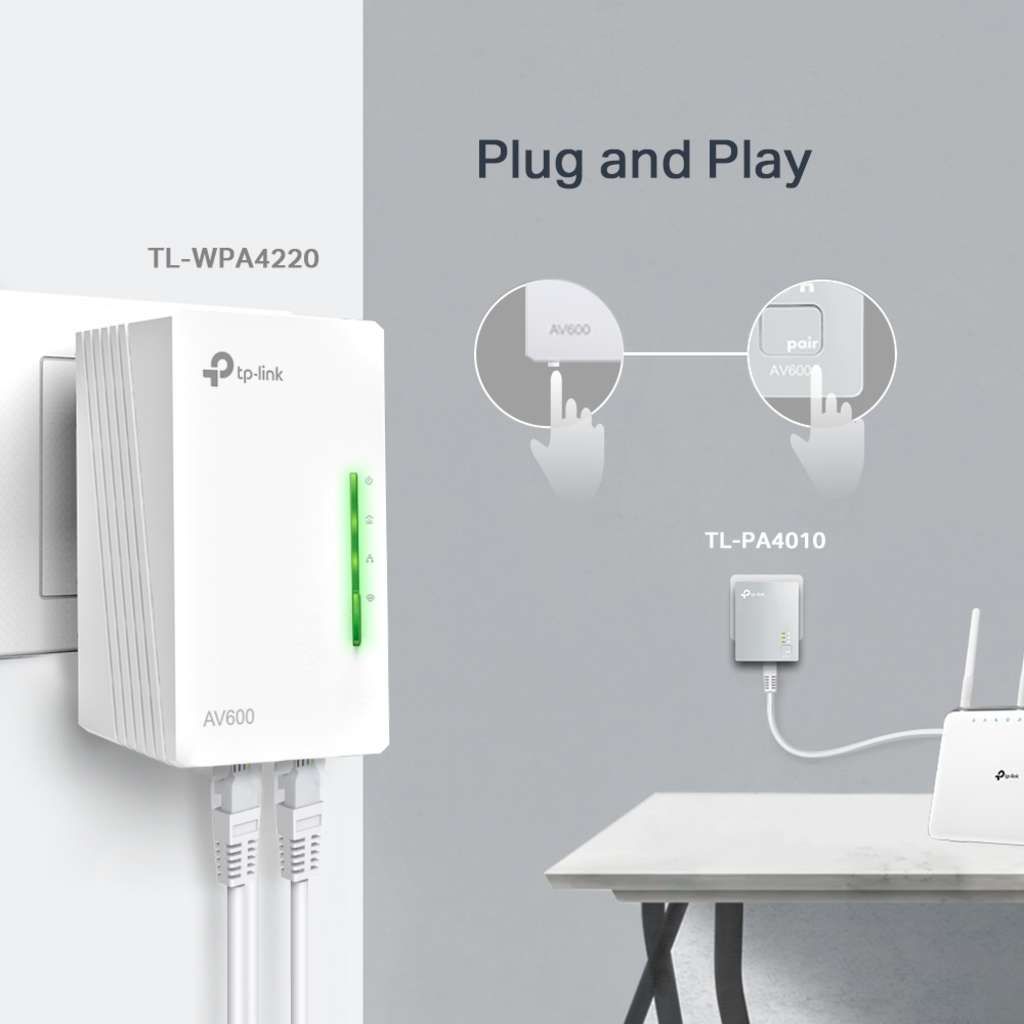 TP-LINK TL-WPA4220KIT AV500 2-Port Wifi Powerline Adapter Starter Kit - Powerline Adapterkit HomePlu