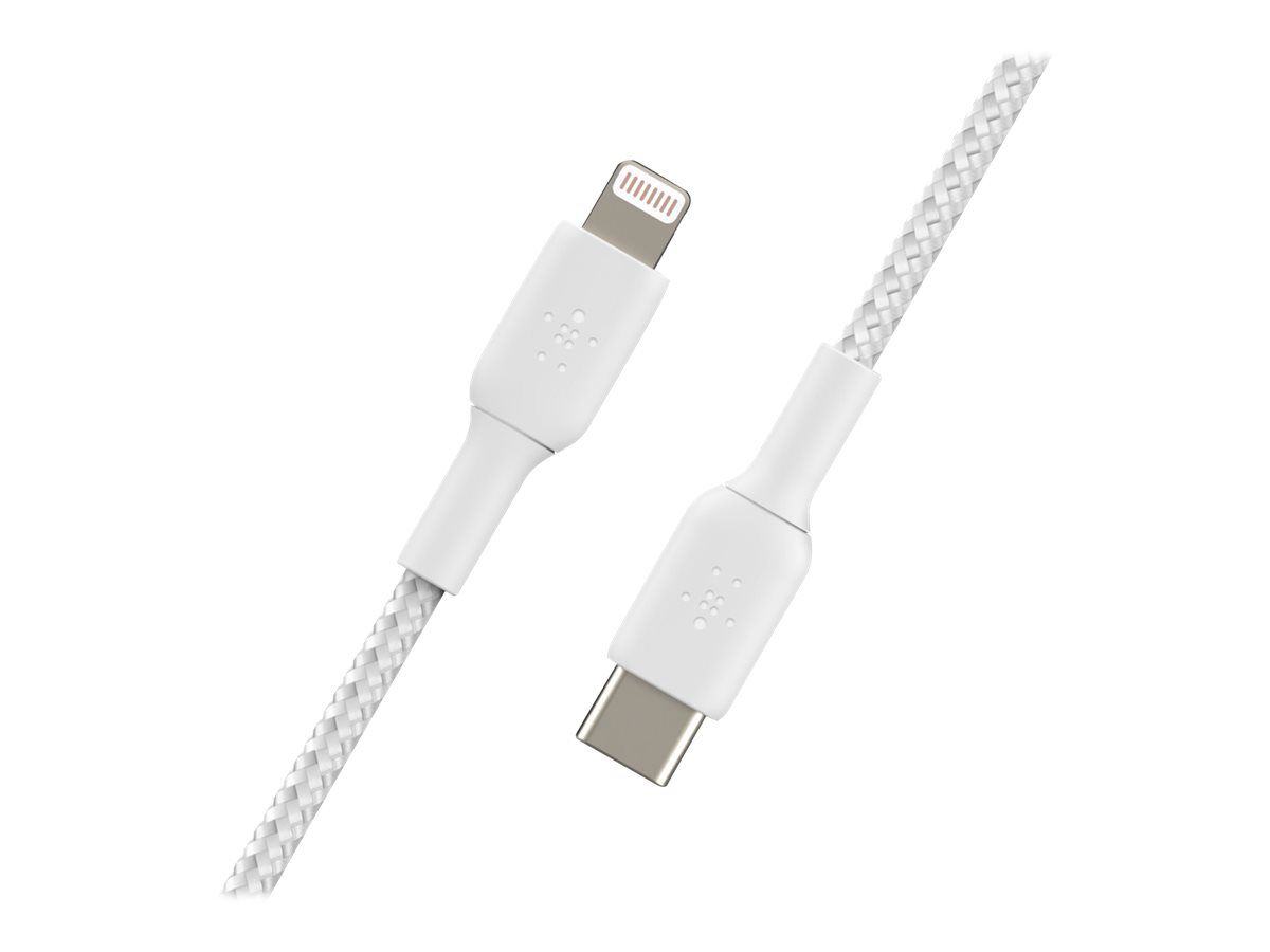 Belkin BoostCharge - Lightning-Kabel - 24 pin USB-C männlich zu Lightning männlich - 2 m - weiß - USB-Stromversorgung (18 W)