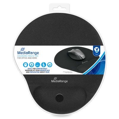 MediaRange Ergonomic Mouse Pad with Gel wrist support black