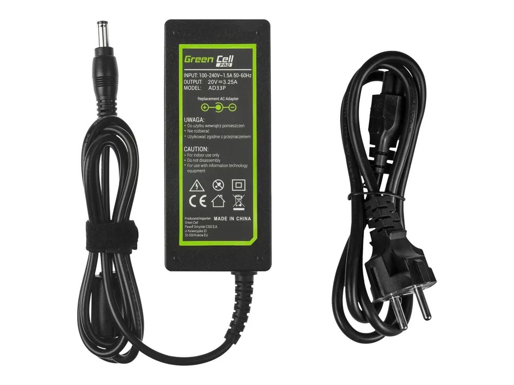 Green Cell PRO - Netzteil - AC - 65 Watt - Schwarz