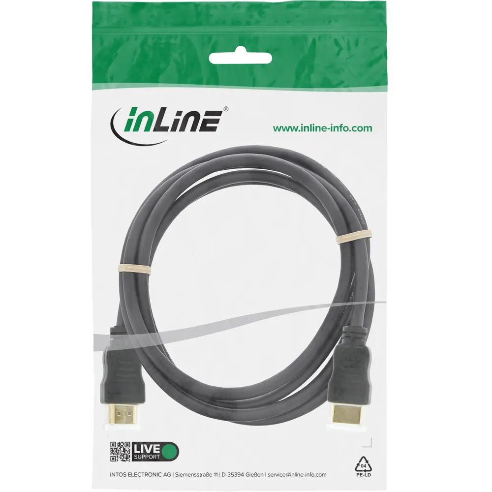 InLine HDMI-High Speed Kabel mit Ethernet - ST / ST - schwarz / gold - 1,5m