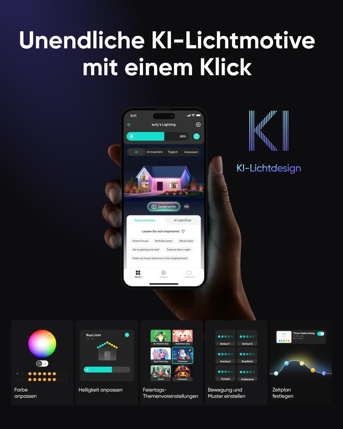 eufy Outdoor-Lichterkette E22, 15m, 60 Triple-LEDs