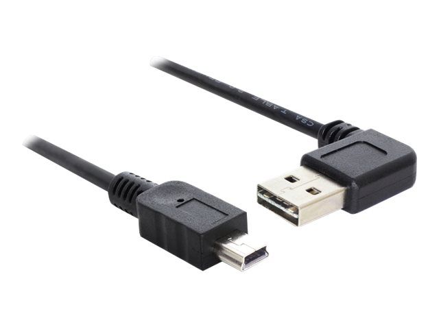 Delock Easy - USB-Kabel - USB (M) links/rechts abgewinkelt, umkehrbar bis Mini-USB, Typ B (M)