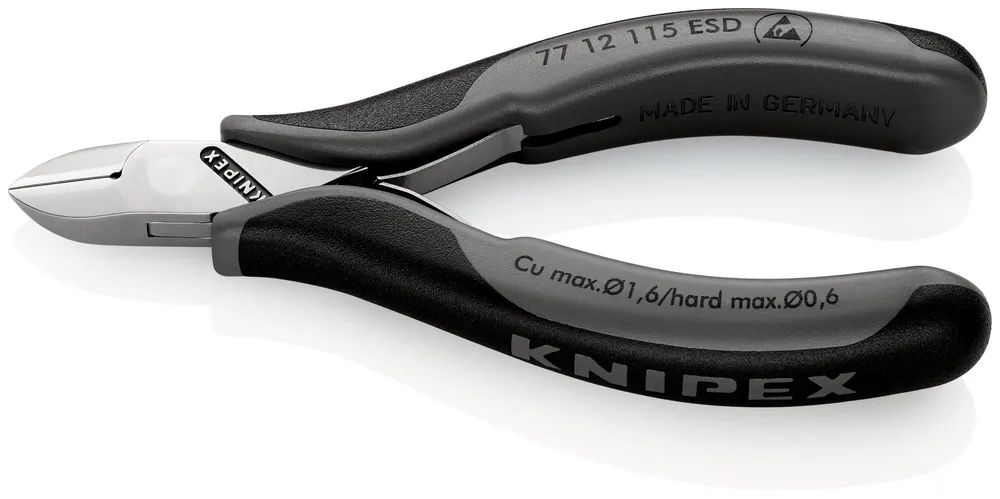 KNIPEX 77 12 115 ESD Elektronik-Seitenschneider ESD mit durchgestecktem Gelenk mit Mehrkomponenten-Hüllen 115 mm