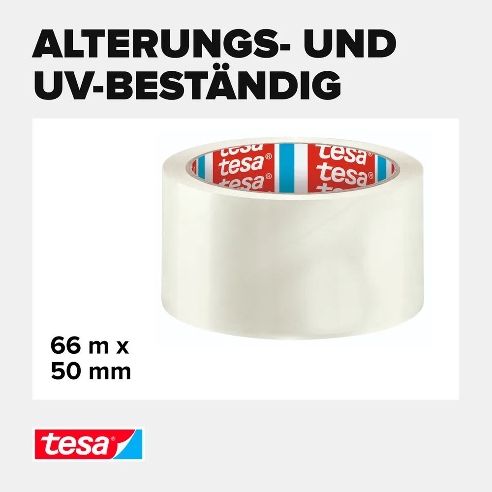 tesapack® Solid & Strong 66 m x 50 mm – braun – stabiles Verpackungsband