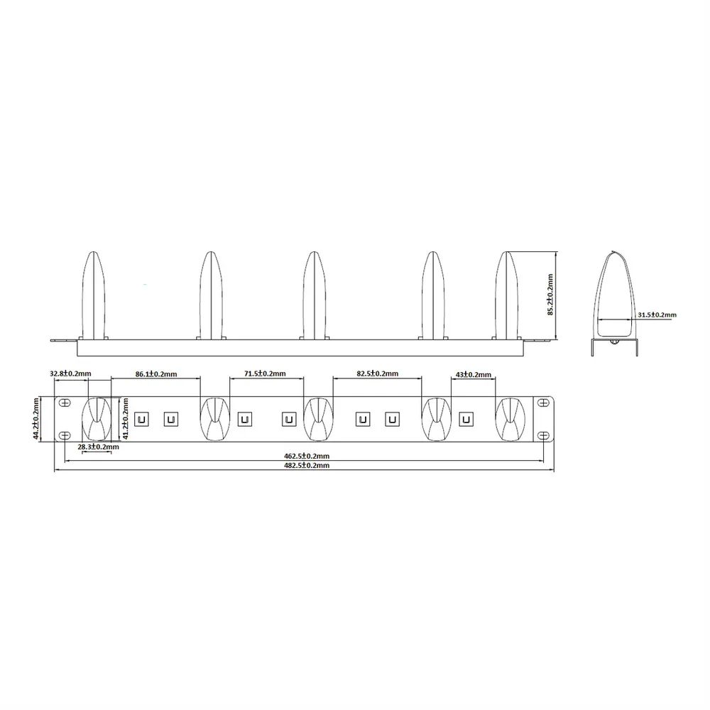VALUE 19-Zoll-Frontplatte 1HE mit 5 Kabelösen, schwarz