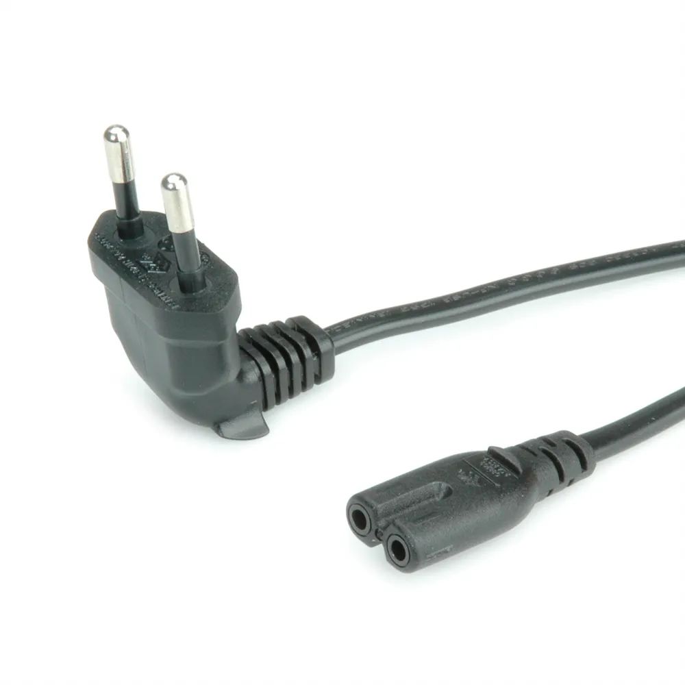 ROLINE Netzkabel Euro-Stecker (abgewinkelt) auf C7, 2pol., schwarz, 1,8 m