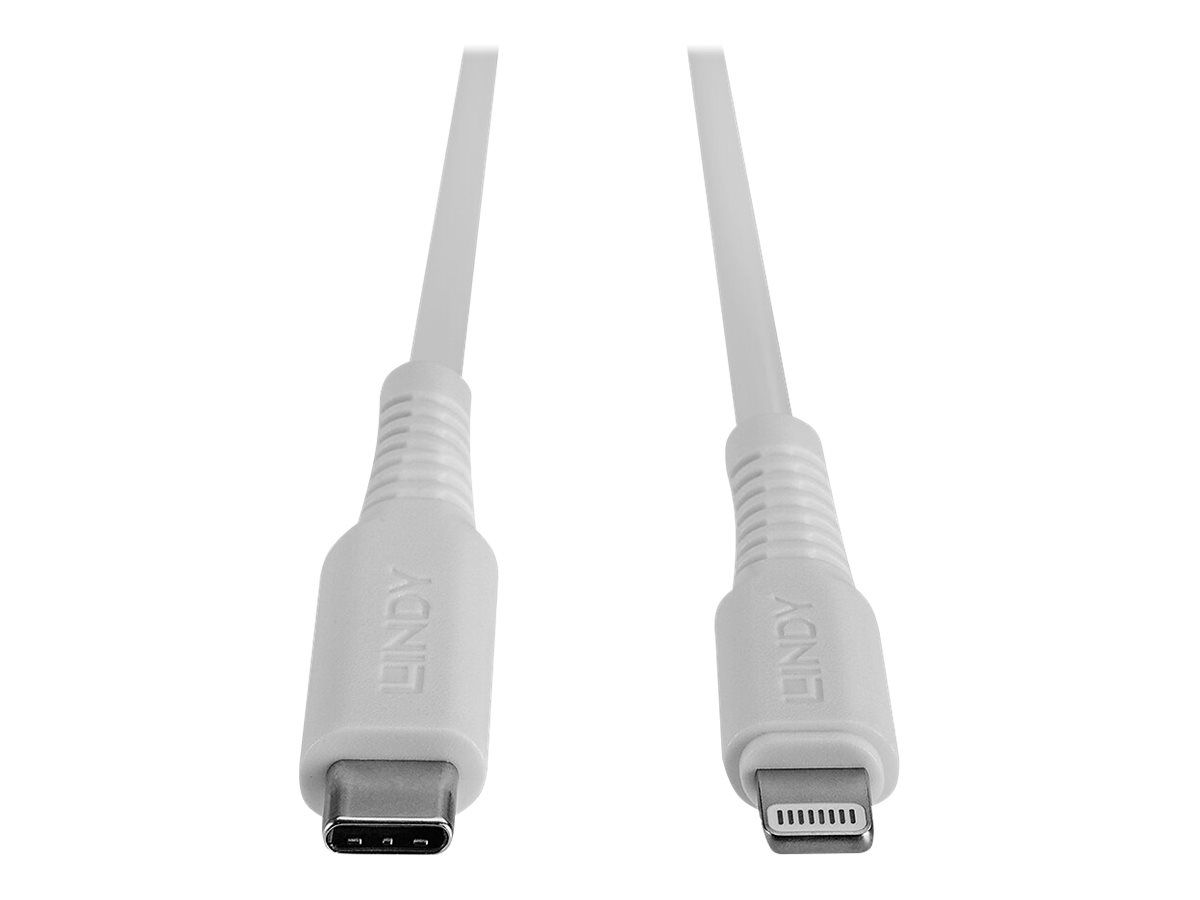 Lindy Lightning-Kabel - USB-C männlich zu Lightning männlich - 2 m - abgeschirmt - weiß - rund, unterstützt Stromversorgung - für Apple iPad/iPhone/iPod (Lightning)