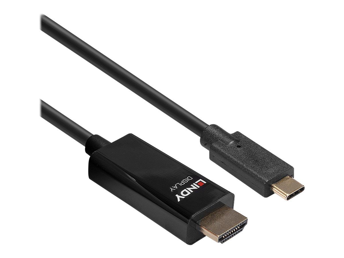 Lindy Adapterkabel - USB-C männlich zu HDMI männlich - 10 m - abgeschirmt - Schwarz - rund, aktiver Chip, unterstützt 4K 60 Hz (4096 x 2160)