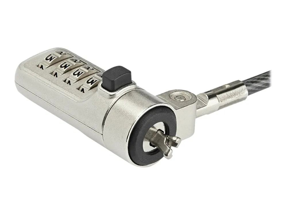 StarTech.com Laptop Sicherheitsschloss (4-stelliges, verstellbares Zahlenschloss, für Noble Security Wedge Sicherheitsbuchsen, 2 m Stahlkabel)