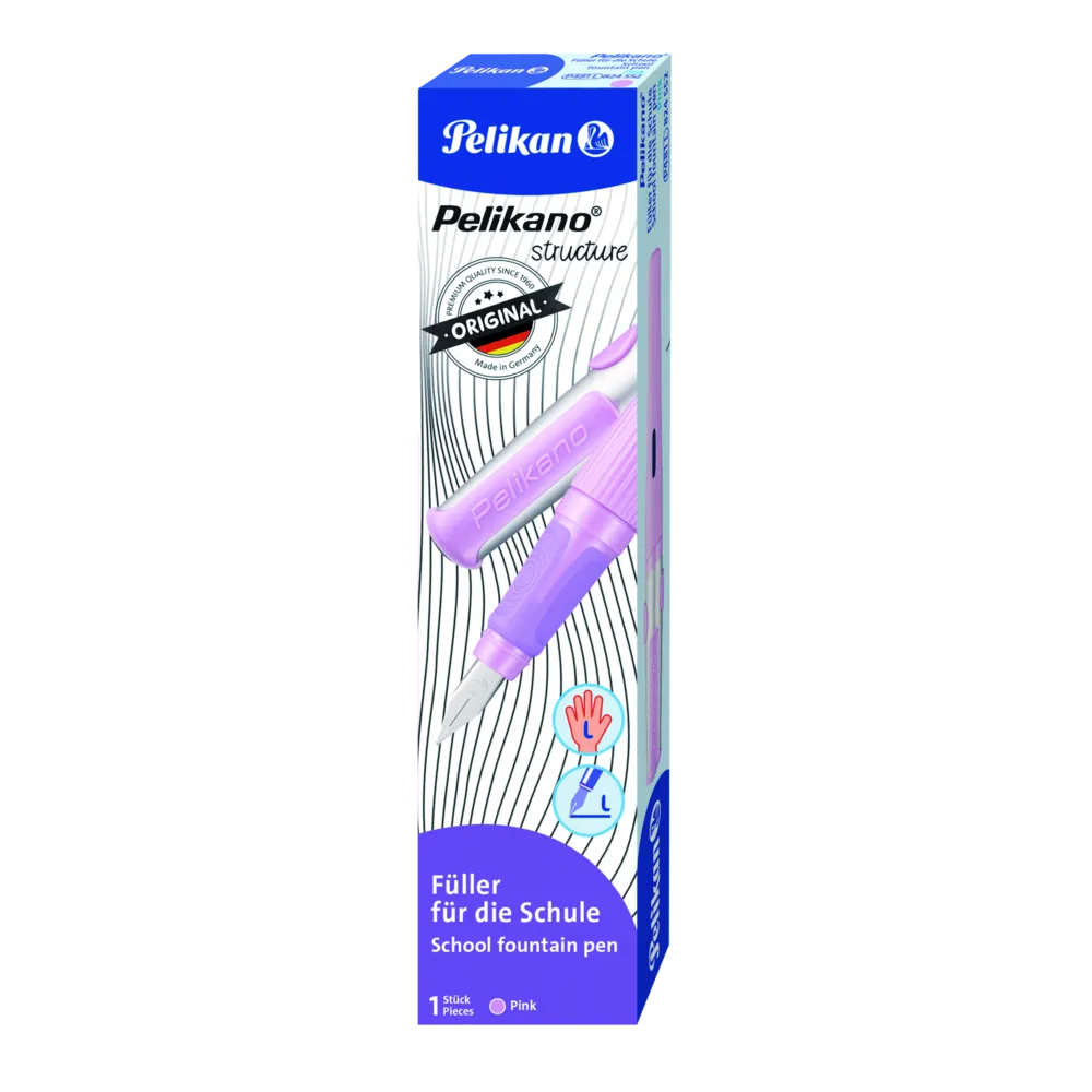 Pelikan Pelikano® structure Füller für Linkshänder, Pink, Feder L, Faltschachtel
