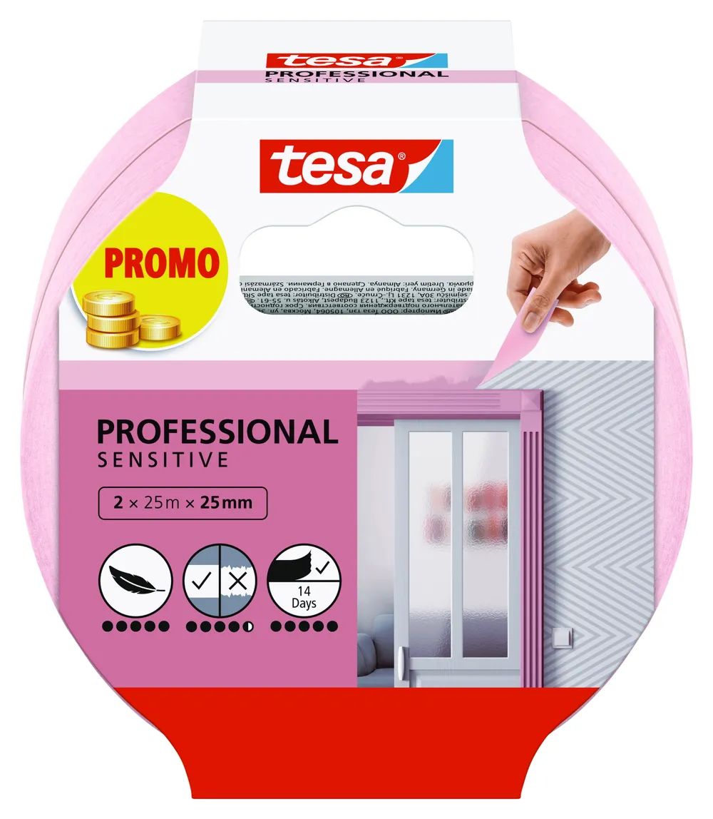 tesa® Malerkrepp Sensitive – 2er-Pack – für empfindliche Oberflächen