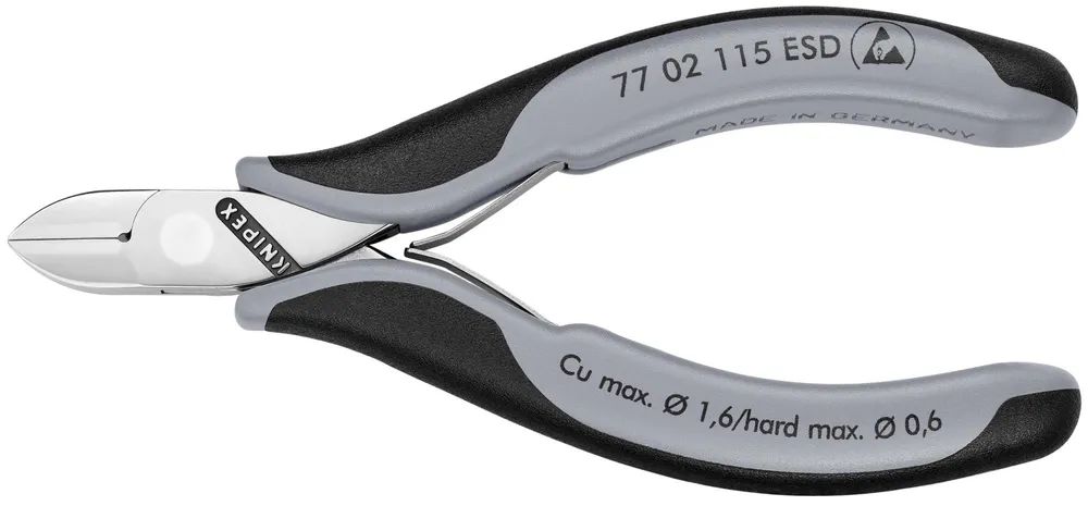 KNIPEX Elektronik-Seitenschneider ESD mit durchgestecktem Gelenk mit Mehrkomponenten-Hüllen 117 mm