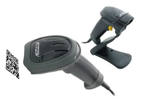 ARTDEV Kasse Barcodescanner AS-1320 - (AS1320-U-B) 2D mit USB-Anschluss und Standfuß, schwarz