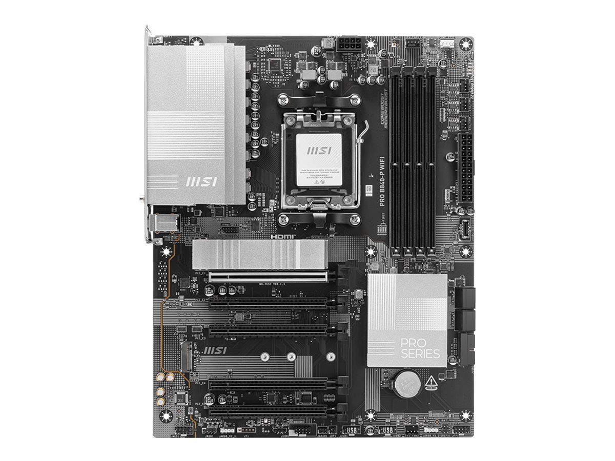 MSI PRO B840-P WIFI - Motherboard - ATX - Socket AM5 - AMD B840 Chipsatz - USB 3.2 Gen 2, USB-C 3.2 Gen 1, USB 3.2 Gen 1, USB-C 3.2 Gen2 - 2.5 Gigabit LAN, Wi-Fi 7, Bluetooth - Onboard-Grafik (CPU erforderlich)
