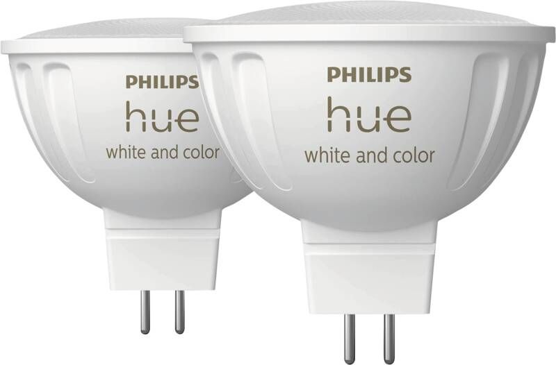 Philips Hue White and Color Ambiance - LED-Spot-Glühbirne - Form: MR16 - GU5.3 - 6.3 W - Klasse G - Multicolor/warm- bis kaltweißes Licht - 2000-6500 K (Packung mit 2)