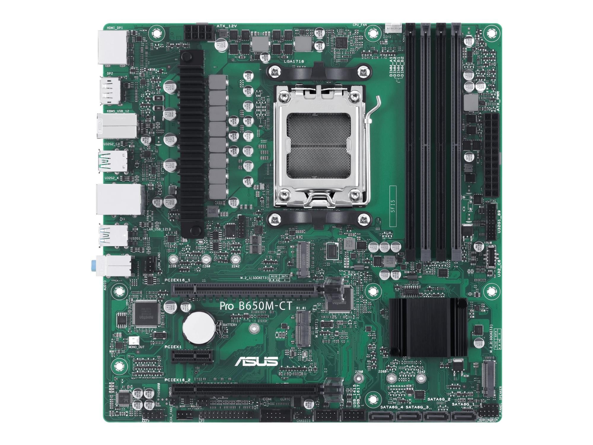 ASUS PRO B650M-CT-CSM - Motherboard - micro ATX - Socket AM5 - AMD B650 Chipsatz - USB-C 3.2 Gen2, USB 3.2 Gen 2, USB 3.2 Gen 1 - Gigabit LAN - Onboard-Grafik (CPU erforderlich)