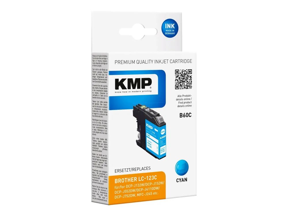 KMP B60C - 6.6 ml - Cyan - kompatibel - Tintenpatrone (Alternative zu: Brother LC123C)