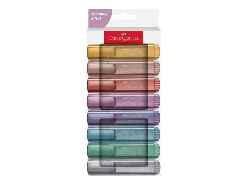 FABER-CASTELL TEXTLINER 46 Metallic - Textmarker - gemischte Farben - wasserbasierte Tinte - 1-5 mm (Packung mit 8)