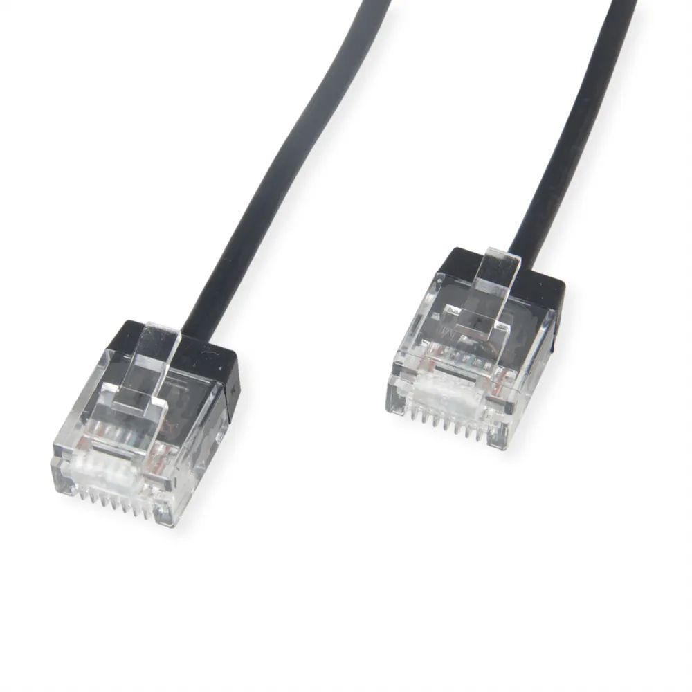 ROLINE UTP DataCenter Patchkabel Cat.6A (Class EA), LSOH, slim, extra kurzer Stecker, schwarz, 1 m