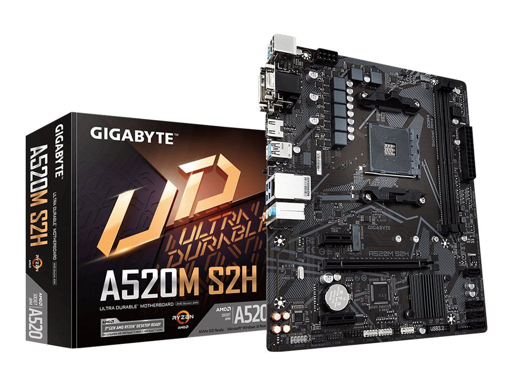 Gigabyte A520M S2H - 1.0 - Motherboard - micro ATX - Socket AM4 - AMD A520 Chipsatz - USB 3.2 Gen 1 - Gigabit LAN - Onboard-Grafik (CPU erforderlich)
