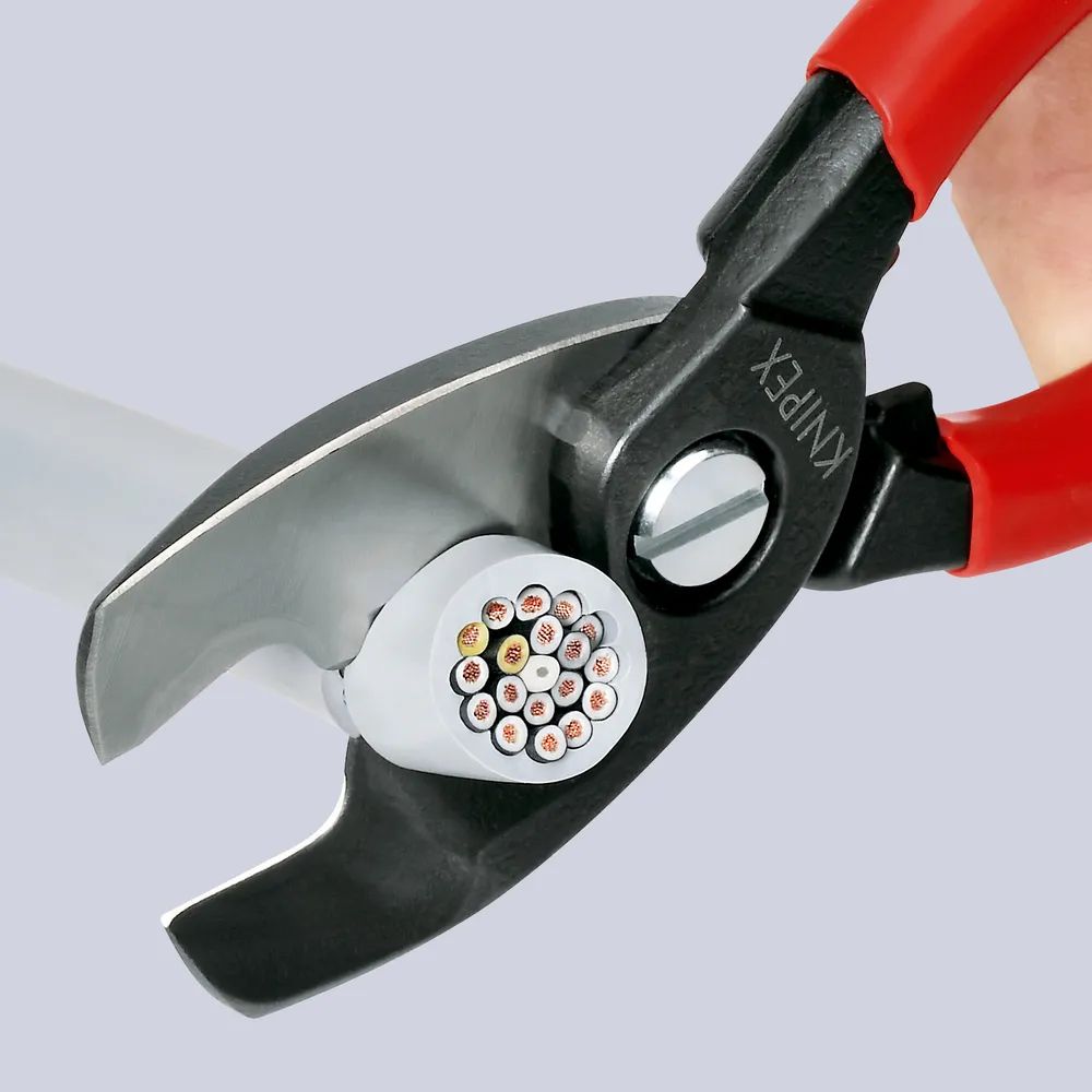 KNIPEX Kabelschere mit Doppelschneide mit Kunststoff überzogen brüniert 200 mm
