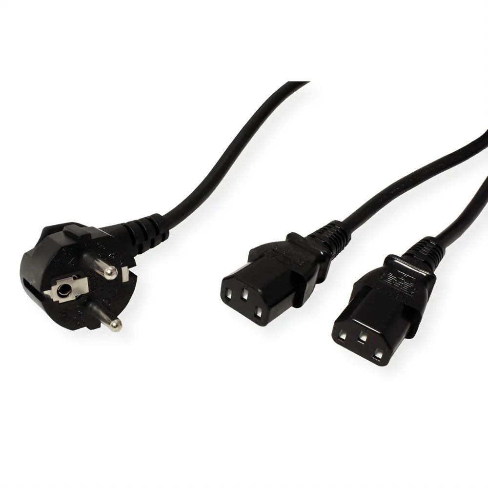 VALUE Y-Netzanschlusskabel, schwarz, 2 m