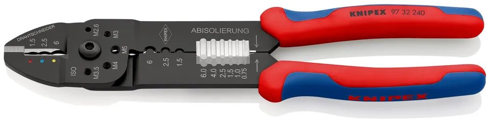 KNIPEX Crimpzange mit Mehrkomponenten-Hüllen schwarz lackiert 240 mm