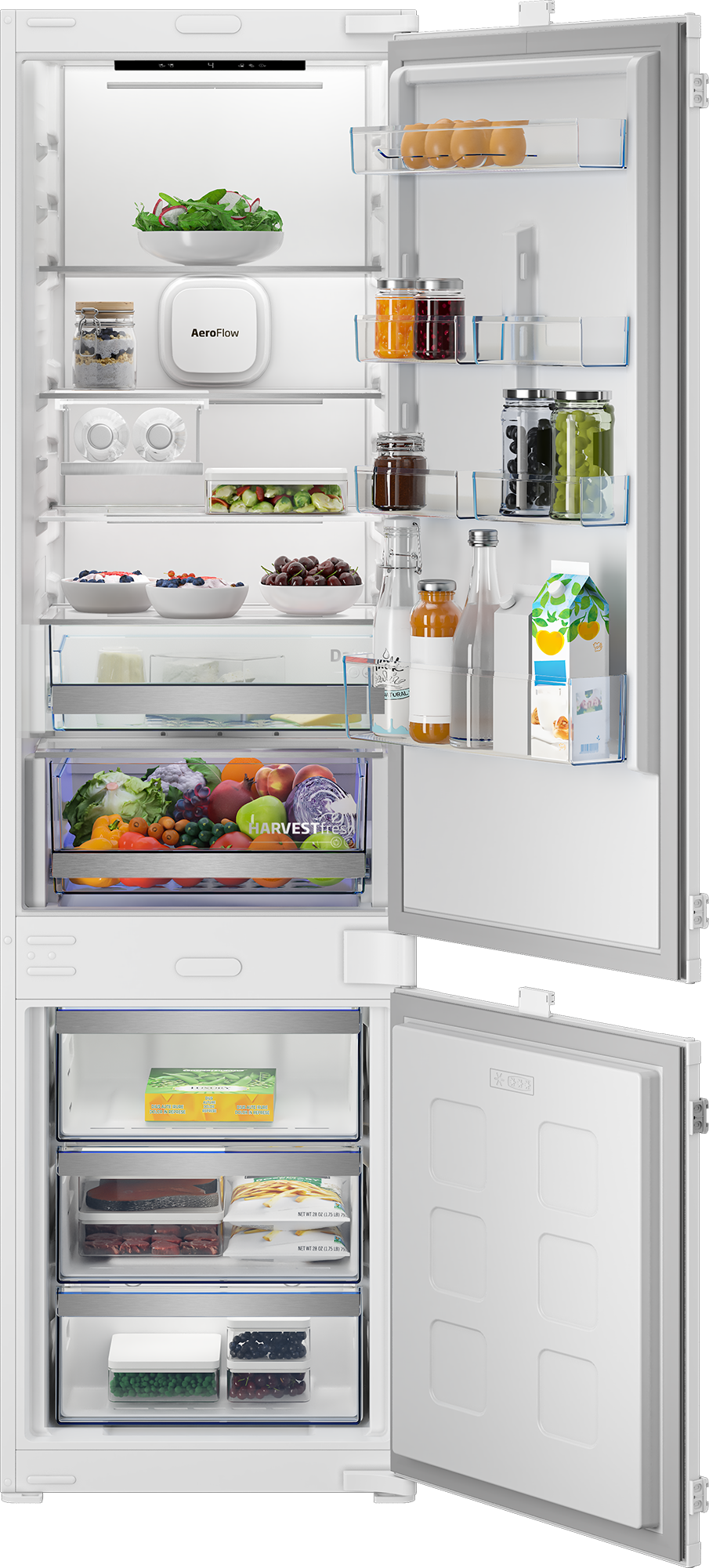 Beko B7BCNA326HS Einbau Kühl-/Gefrierkombi, Nutzinhalt:300 L, mit Schlepptürtechnik