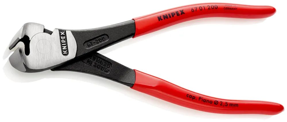KNIPEX Kraft-Vornschneider mit Kunststoff überzogen schwarz atramentiert 200 mm