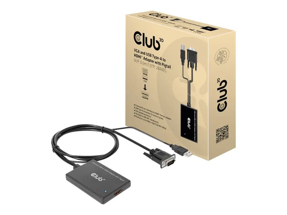 Club 3D Videoadapter - HD-15 (VGA), USB (nur Strom)