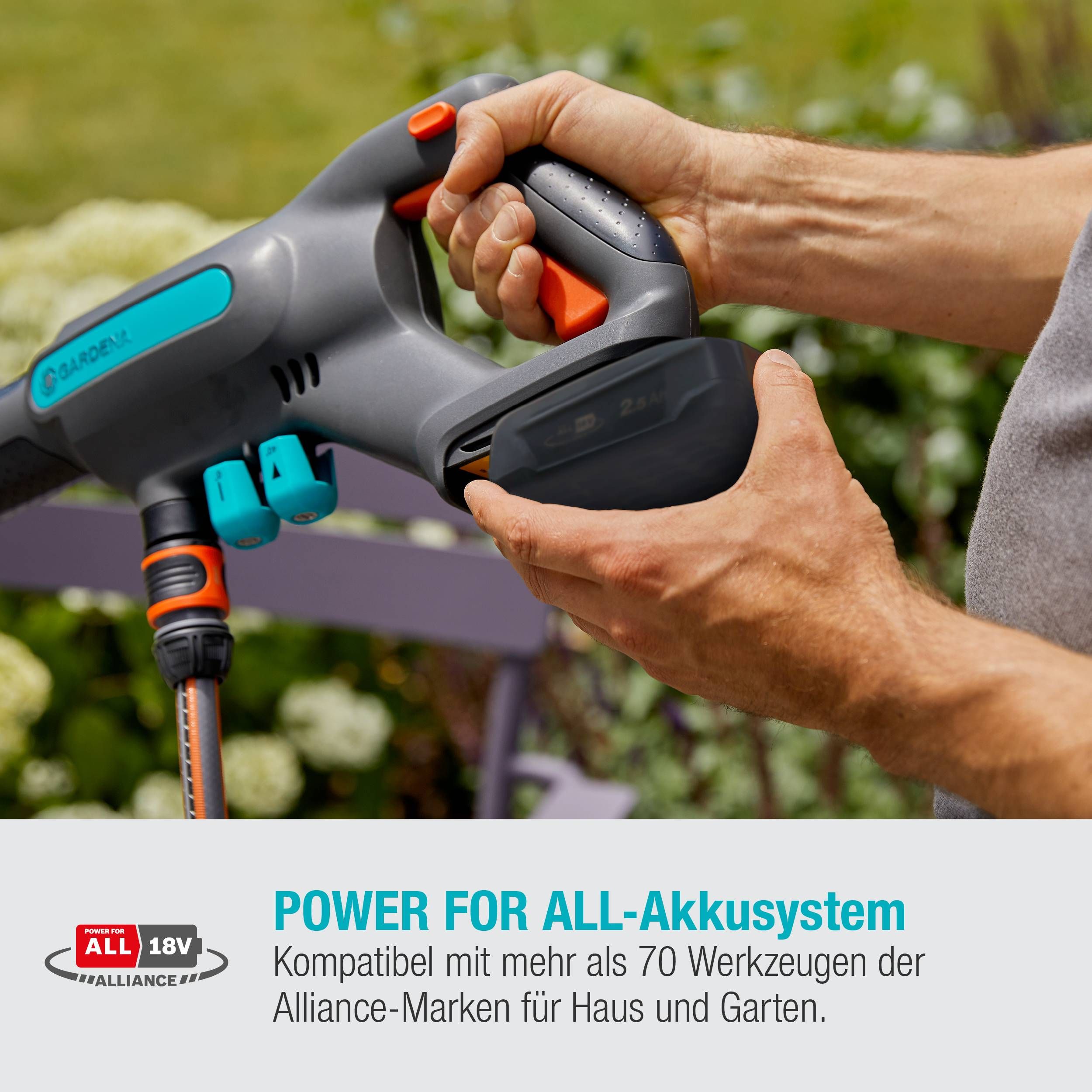 Gardena Akku-Mitteldruckreinger AquaClean 24/18V P4A Premium Ready-To-Use Set