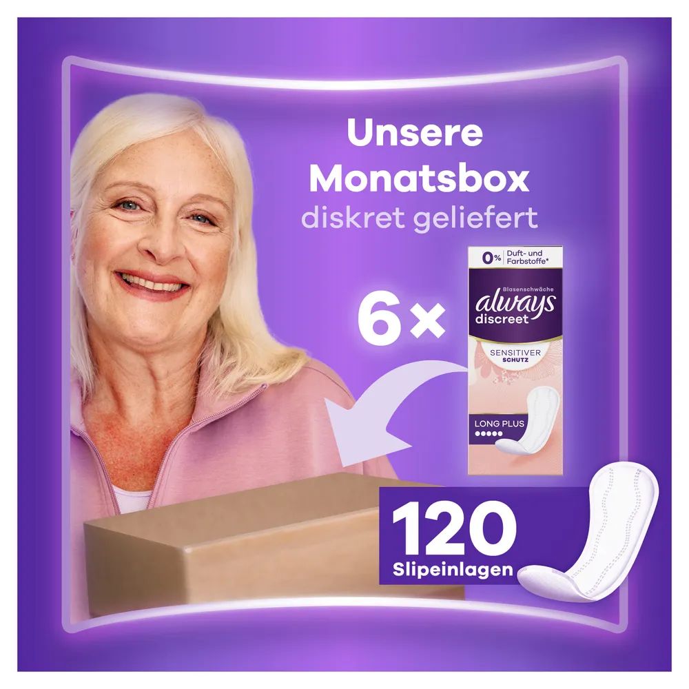 always Discreet Inkontinenz Sensitive Slipeinlage Long Plus Monatspaket