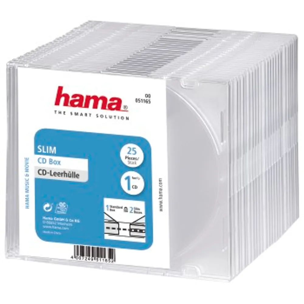 Hama CD-Leerhülle Slim, 25er-Pack, Transparent