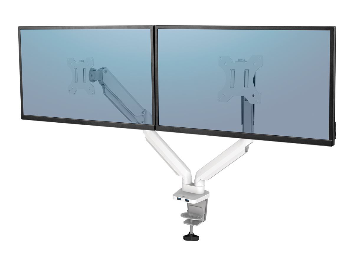 Fellowes Platinum Series - Befestigungskit - einstellbarer Doppelarm - für 2 Monitore - Aluminium - weiß - Bildschirmgröße: bis zu 68,6 cm (bis zu 27 Zoll)