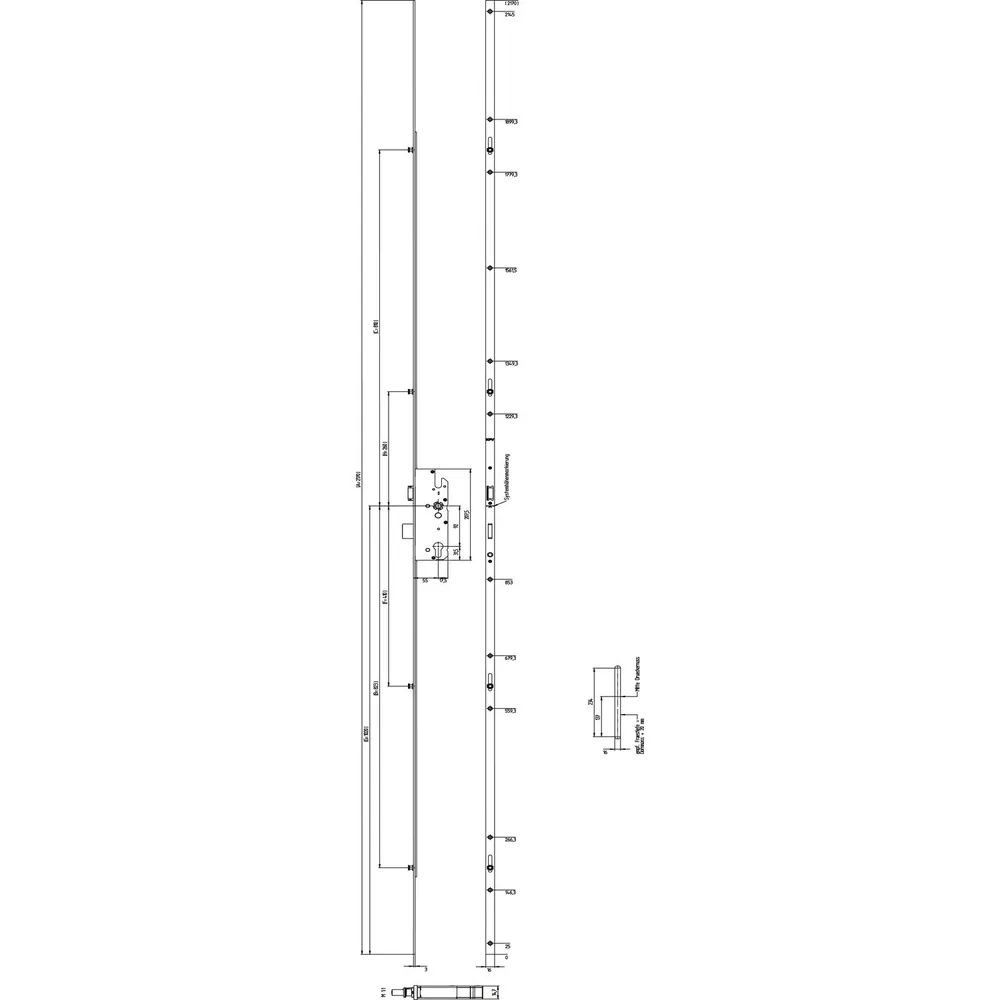 KFV MFV-Schloss BS 8100 DIN, DM 55, Stulp 16 mm eckig,verzinkt silber