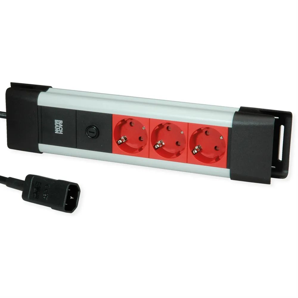 BACHMANN CONNECTUS 3xCEE7/3, 10A C14-Stecker, rot, 2 m