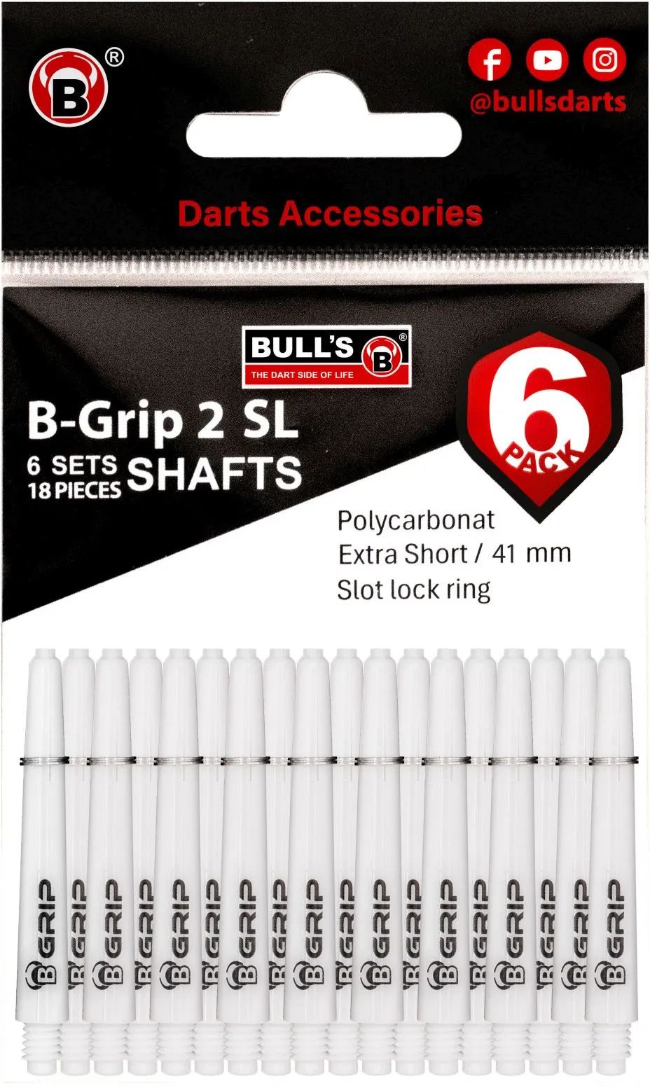 Embassy Sporthandel GmbH BULL'S 6P-B-Grip-2 SL Sh. Gr. S, weiß