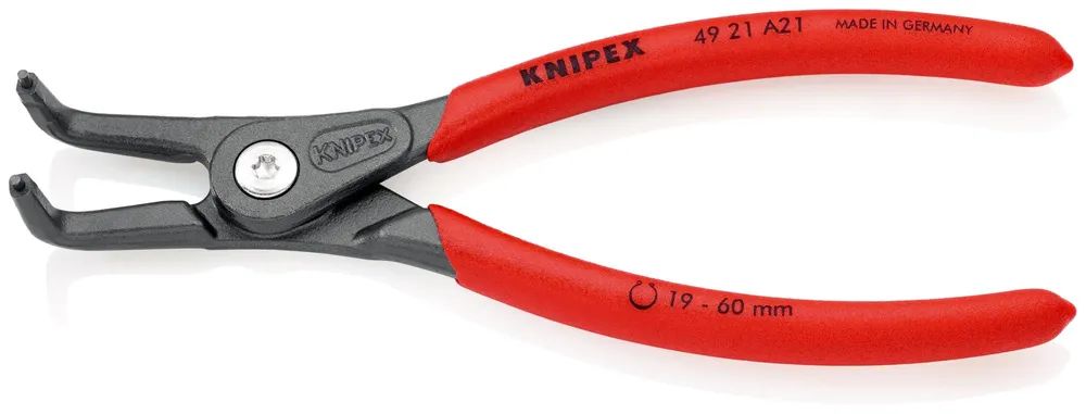 KNIPEX Präzisions-Sicherungsringzange für Außenringe auf Wellen mit rutschhemmendem Kunststoff überzogen grau atramentiert 165 mm