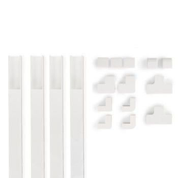 Hama Kabelkanal-Set, 4 Stück, selbstklebend, 1 m, inkl. Verbindungsstücke, Weiß