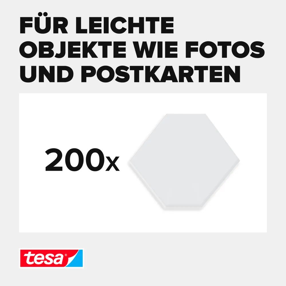 tesa® Tack Klebepads – 200 Stück – wiederverwendbar und ablösbar