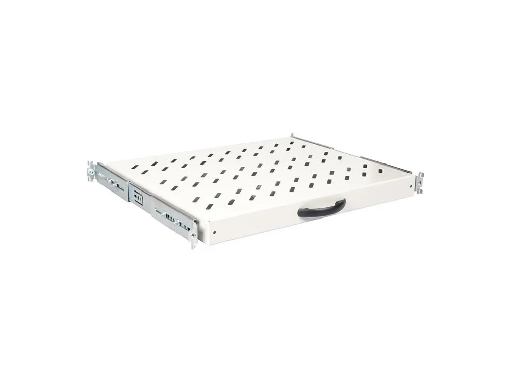 ROLINE Rack-Schieberegal - 350 mm tief, Tragfähigkeit 25 kg - RAL 7035, Hellgrau - 1U - 48.3 cm (19")