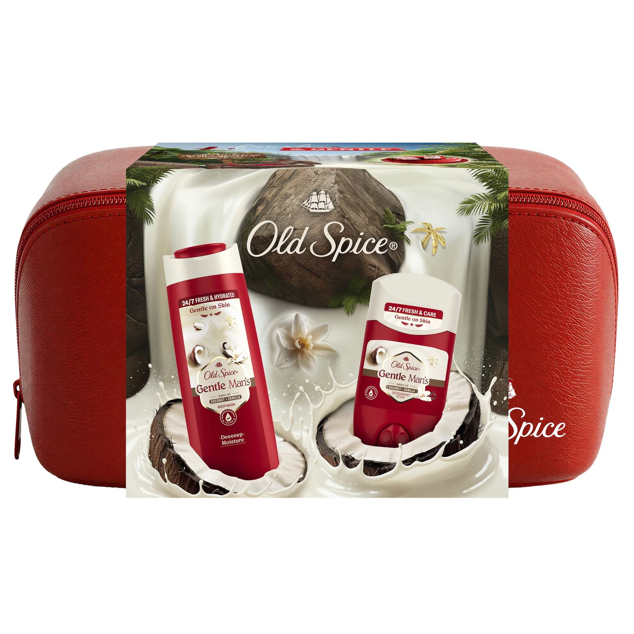 Old Spice Geschenkset Kulturtasche Gentle Man's Coconut (Stick, Duschgel 400ml)