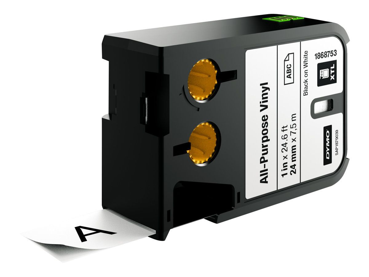 Dymo XTL Allzweck-Vinyl - Vinyl - permanenter Klebstoff - Schwarz auf Weiß - Rolle (2,4 cm x 7 m)