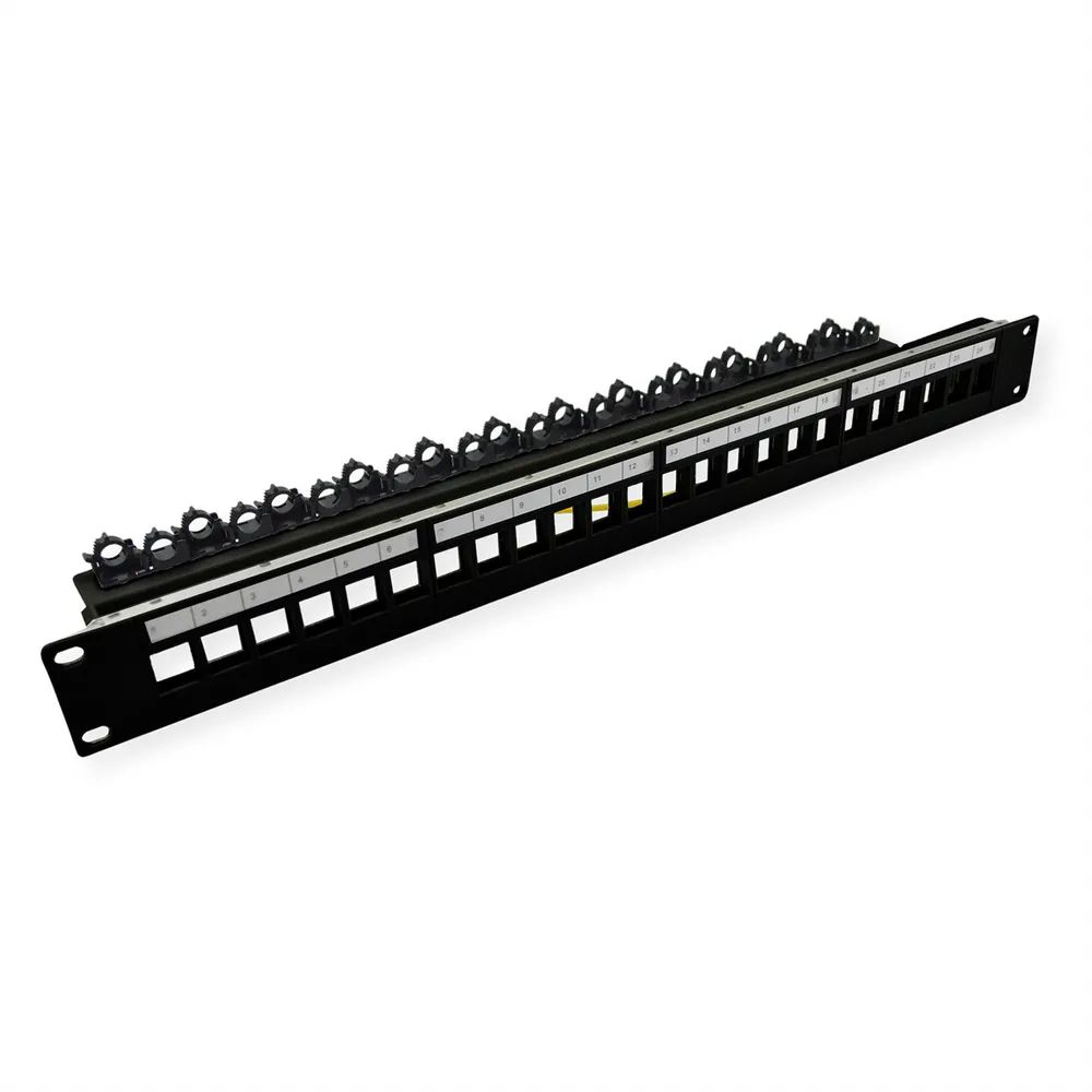 ROLINE 19-Zoll-Keystone-Modulträger, leer, 24P. geschirmt, Clip-Befestigung, schwarz