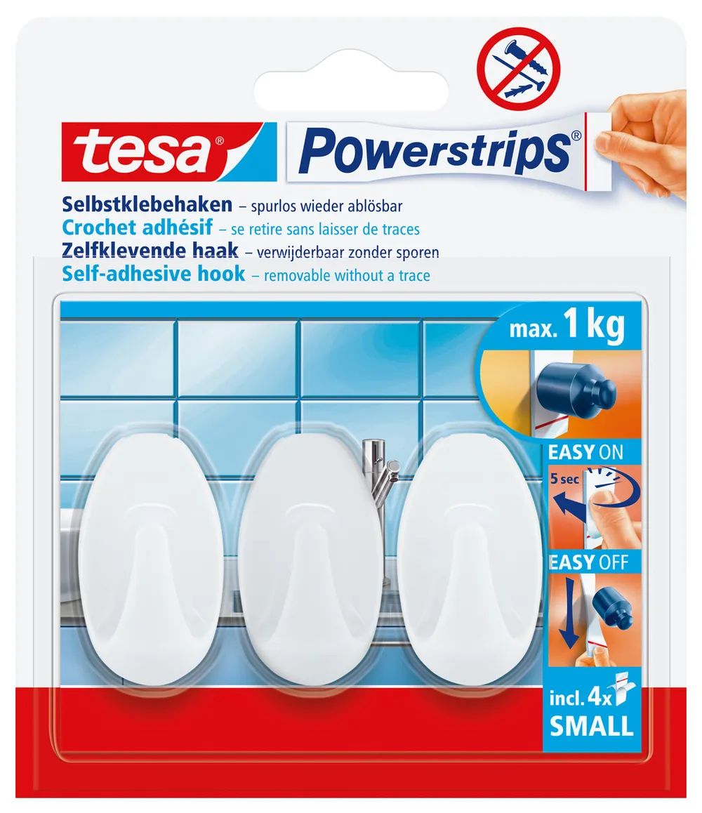 Tesa Powerstrips - Handtuchhaken - Weiß - Kunststoff - 1 kg - 3 Stück(e) - Sichtverpackung
