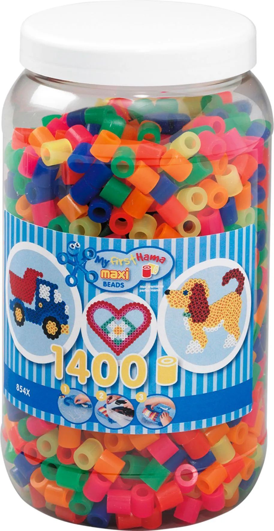 Malte Haaning Plastic A/S HAMA Maxi Perlen Neon Dose 1.400Stück
