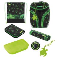 Herlitz SoftLight Plus Greenline Explorer - Brotdose - Federmäppchen - Pencil pouch - Schultasche - Sporttasche - Junge - Weiterführende & Grundschule - Rucksack - 18 l - Fronttasche - Seitentasche