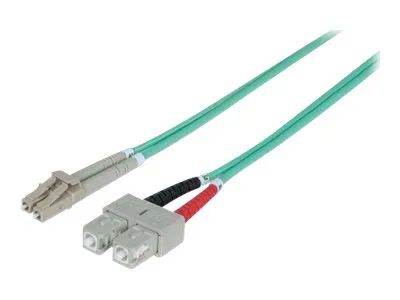 Intellinet Fiber Optic Patch Cable, OM3, LC/SC, 3m, Aqua, Duplex, Multimode, 50/125 µm, LSZH, Fibre, Lifetime Warranty, Polybag - Patch-Kabel - LC Multi-Mode (M)