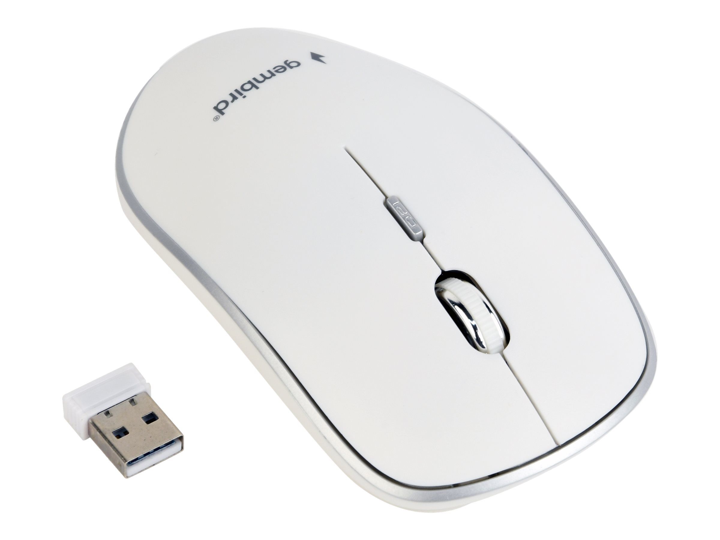 Gembird MUSW-4B-01-W - Maus - optisch - 4 Tasten - kabellos - 2.4 GHz - kabelloser Empfänger (USB)